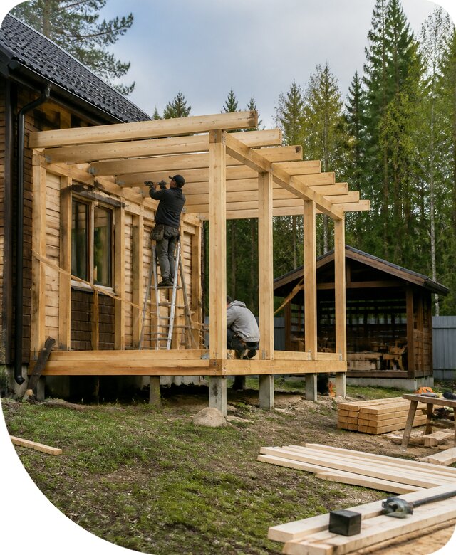 Строительство пристроек и построек на участке в Кумертау