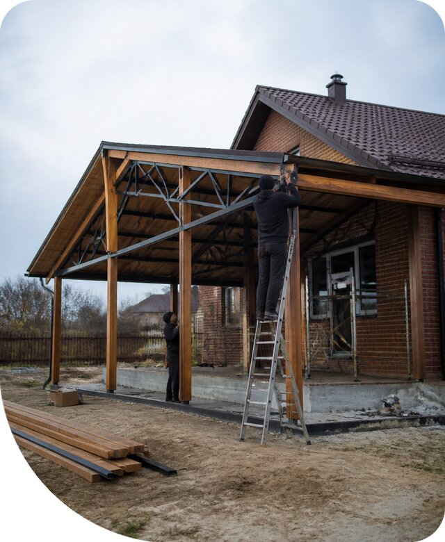 Пристройка навеса к дому и участку в Кумертау под ключ